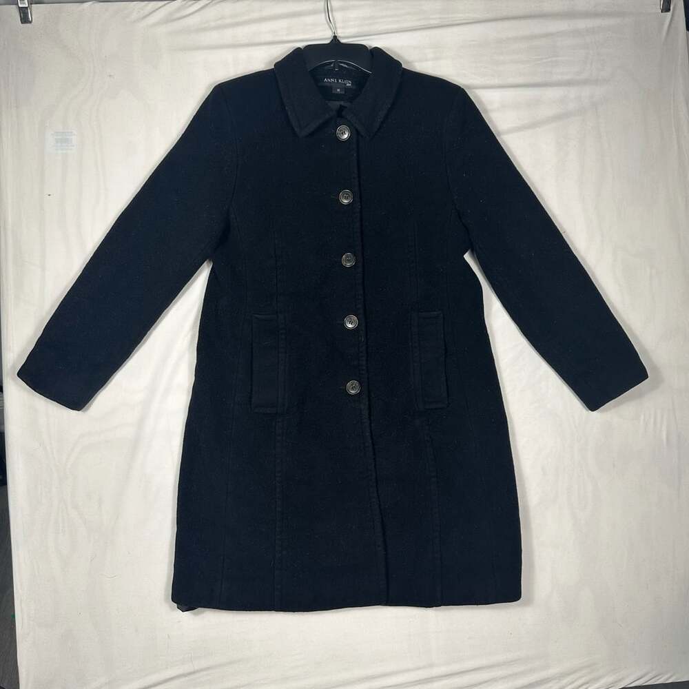 Anne Klein Coat Size 10 Black Lambs Wool Cashmere Blend